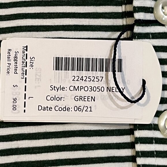 johnnie-O Hangin' Out Striped Polo Shirt Men's L - Green and White Cal Poly NWT - Picture 11 of 16